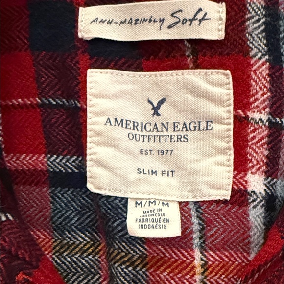 American Eagle Outfitters Red and Blue Flannel Shirt - Picture 2 of 6